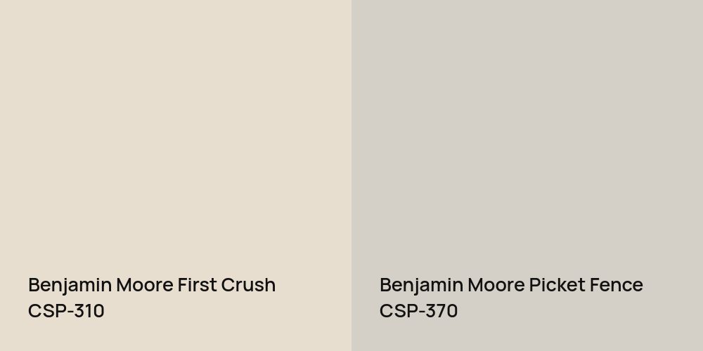 Benjamin Moore First Crush vs. Benjamin Moore Picket Fence