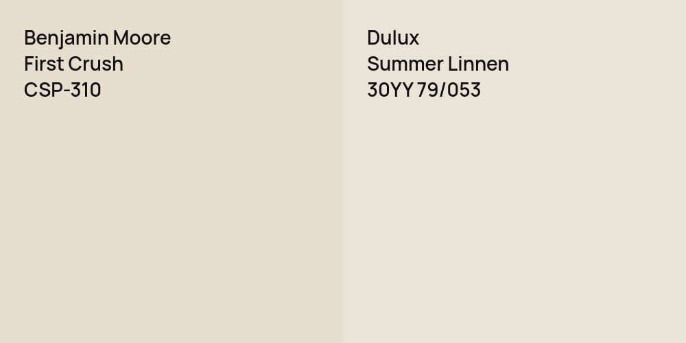 Benjamin Moore First Crush vs. Dulux Summer Linnen