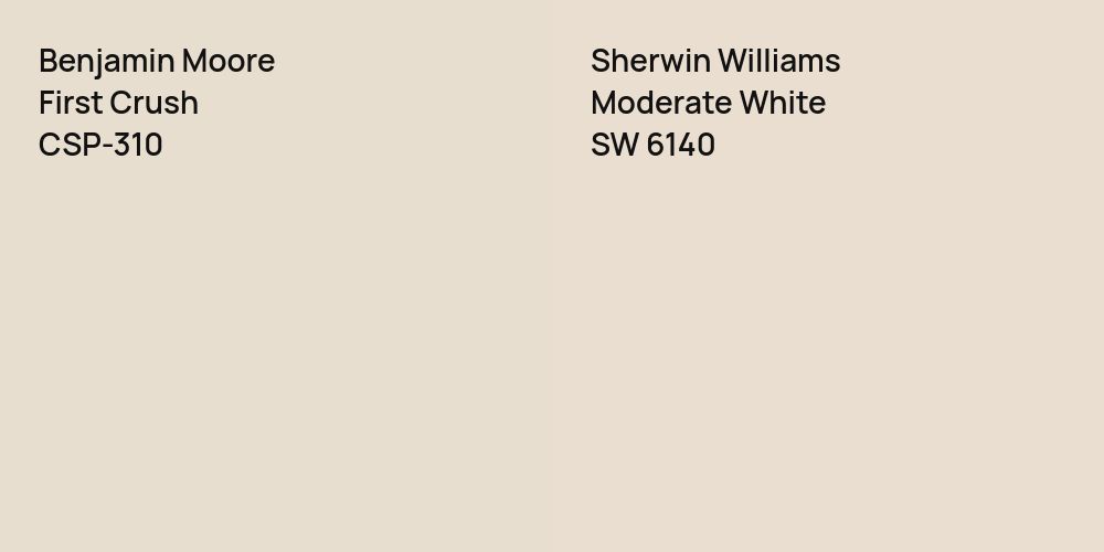 Benjamin Moore First Crush vs. Sherwin Williams Moderate White