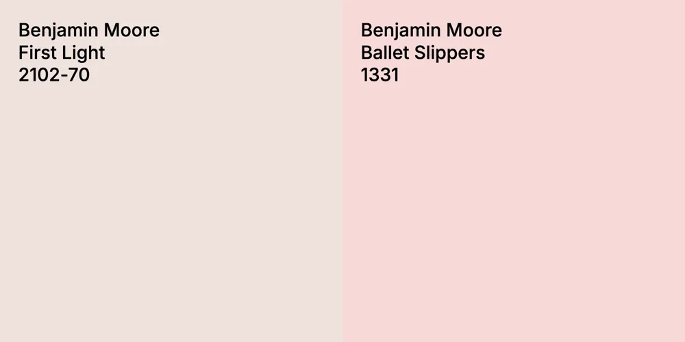 Benjamin Moore First Light vs. Benjamin Moore Ballet Slippers