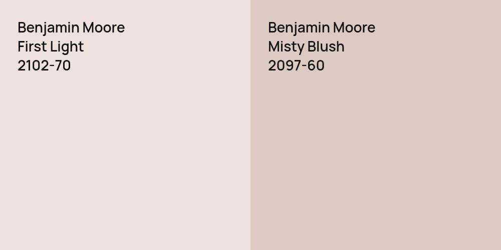 Benjamin Moore First Light vs. Benjamin Moore Misty Blush