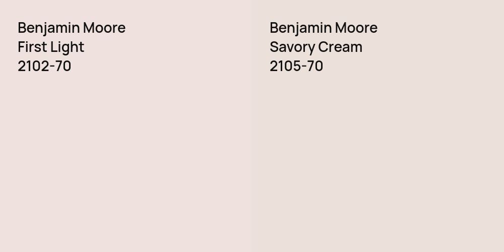 Benjamin Moore First Light vs. Benjamin Moore Savory Cream