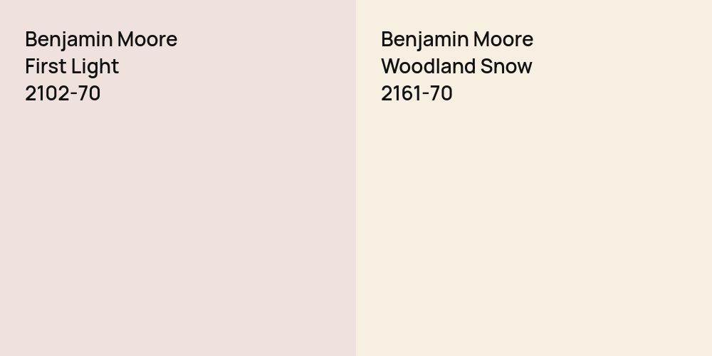 Benjamin Moore First Light vs. Benjamin Moore Woodland Snow