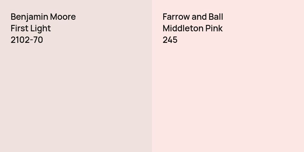 Benjamin Moore First Light vs. Farrow and Ball Middleton Pink