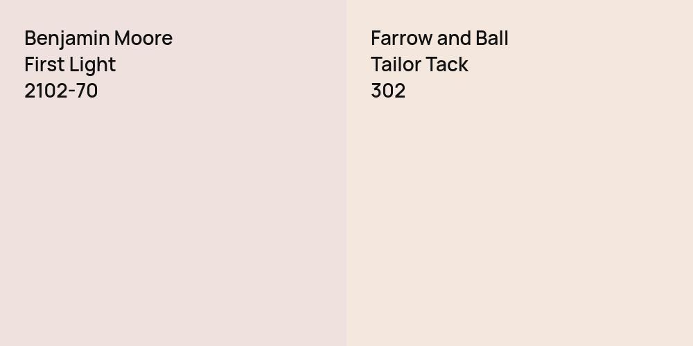 Benjamin Moore First Light vs. Farrow and Ball Tailor Tack