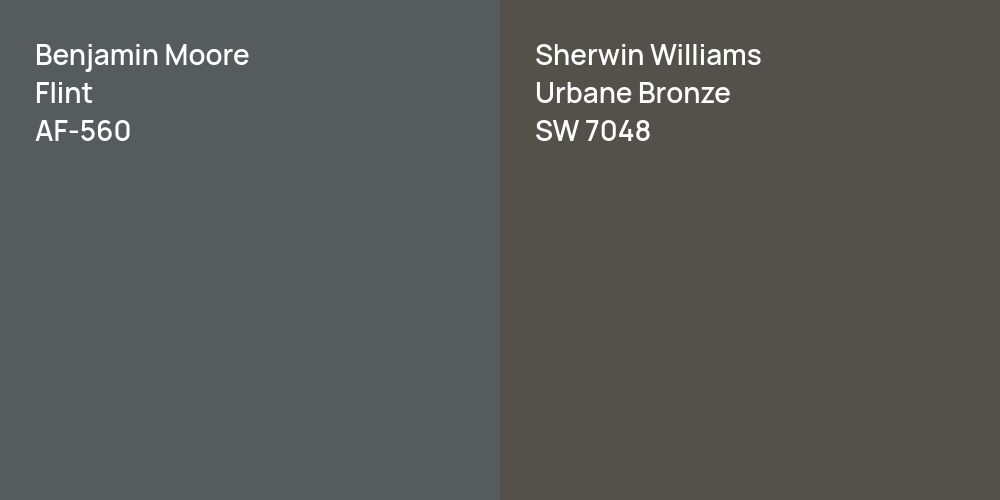 Benjamin Moore Flint vs. Sherwin Williams Urbane Bronze