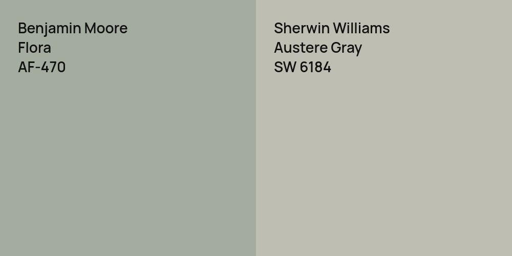 Benjamin Moore Flora vs. Sherwin Williams Austere Gray