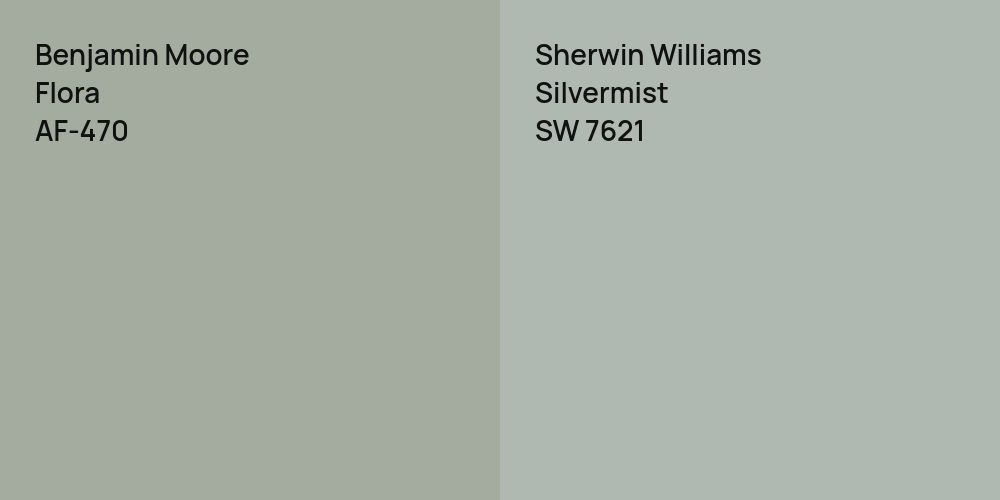 Benjamin Moore Flora vs. Sherwin Williams Silvermist