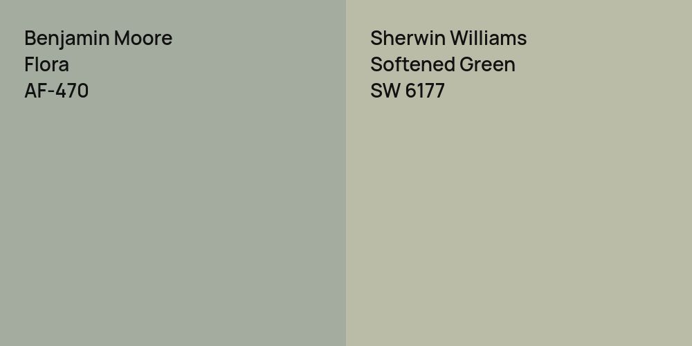 Benjamin Moore Flora vs. Sherwin Williams Softened Green