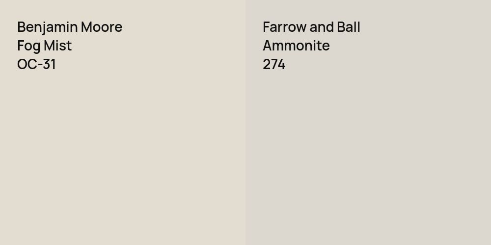 Benjamin Moore Fog Mist vs. Farrow and Ball Ammonite