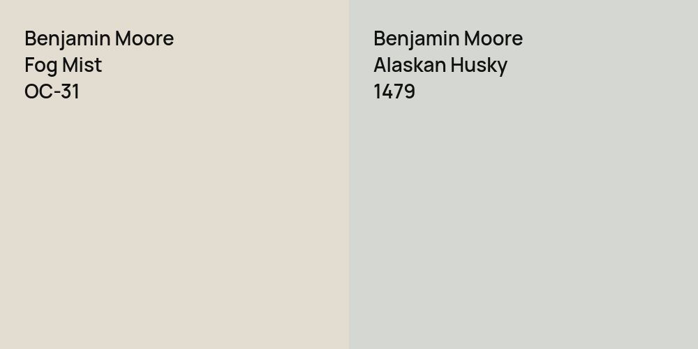 Benjamin Moore Fog Mist vs. Benjamin Moore Alaskan Husky