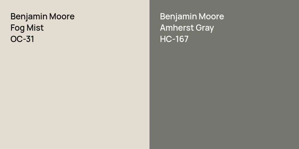 Benjamin Moore Fog Mist vs. Benjamin Moore Amherst Gray