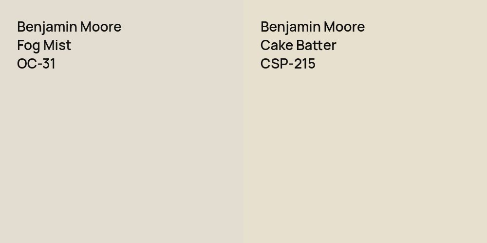 Benjamin Moore Fog Mist vs. Benjamin Moore Cake Batter