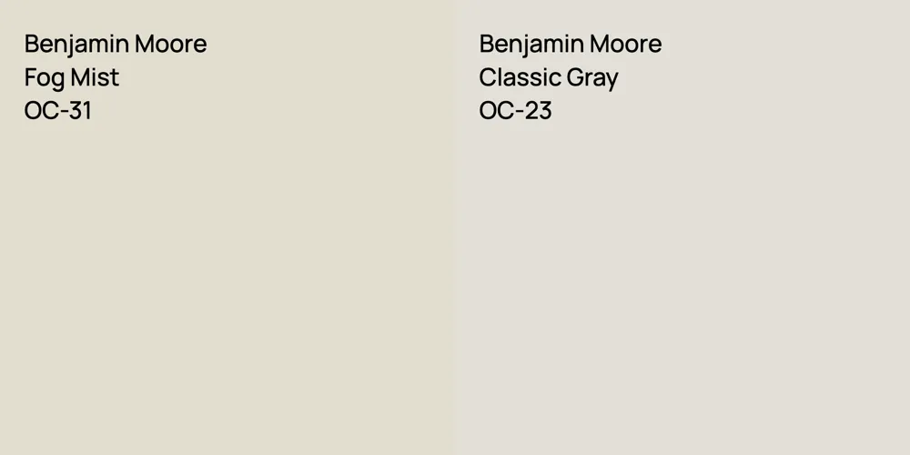 Benjamin Moore Fog Mist vs. Benjamin Moore Classic Gray