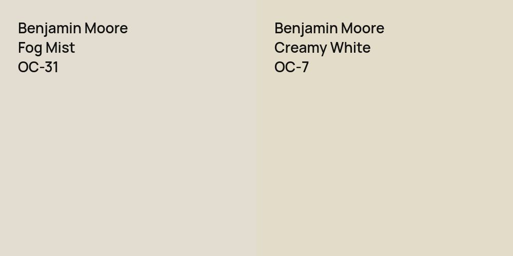 Benjamin Moore Fog Mist vs. Benjamin Moore Creamy White