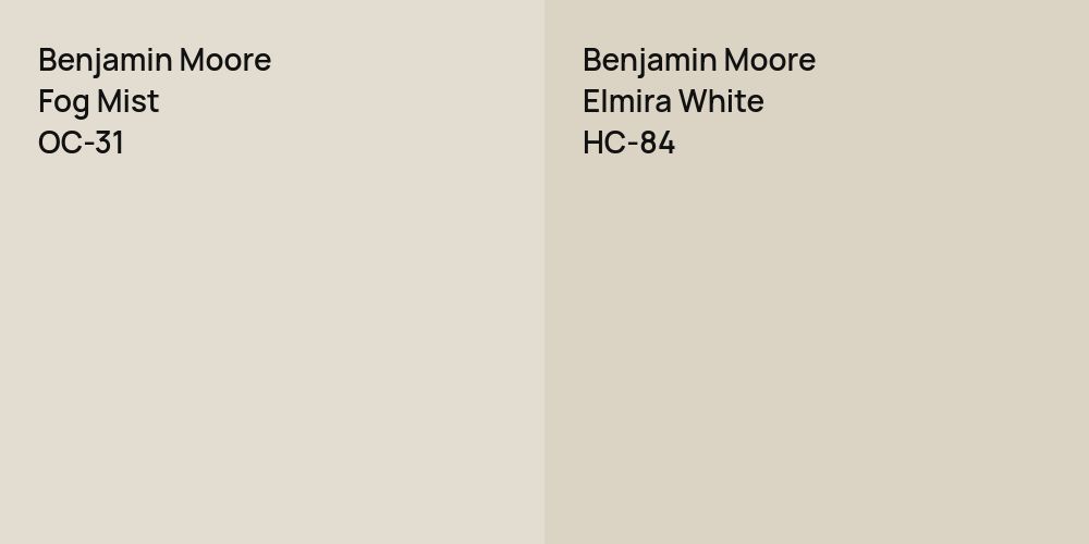 Benjamin Moore Fog Mist vs. Benjamin Moore Elmira White