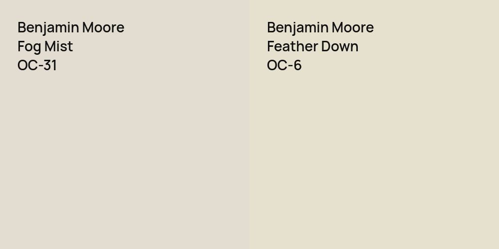 Benjamin Moore Fog Mist vs. Benjamin Moore Feather Down