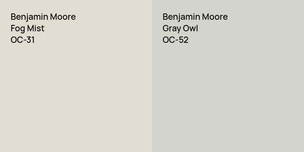 Benjamin Moore Fog Mist vs. Benjamin Moore Gray Owl