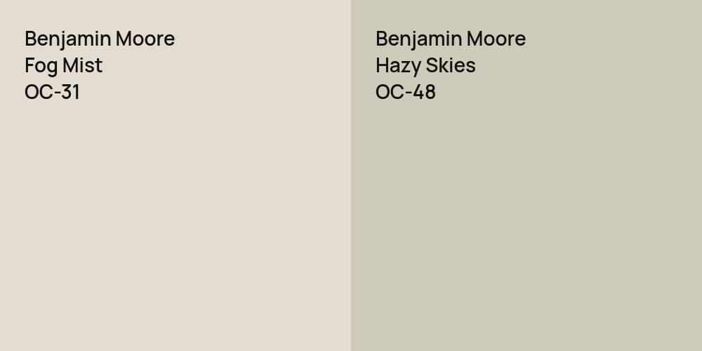 Benjamin Moore Fog Mist vs. Benjamin Moore Hazy Skies