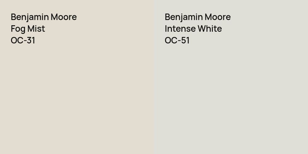 Benjamin Moore Fog Mist vs. Benjamin Moore Intense White