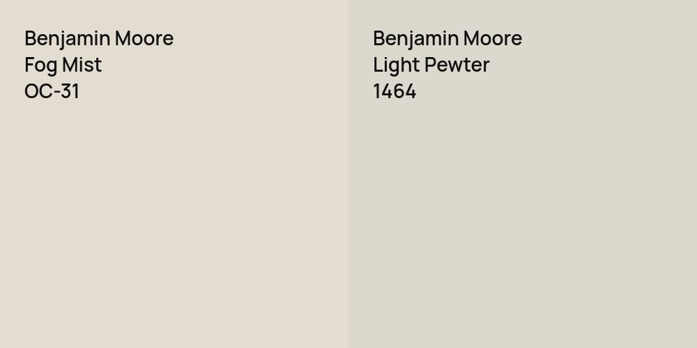 Benjamin Moore Fog Mist vs. Benjamin Moore Light Pewter