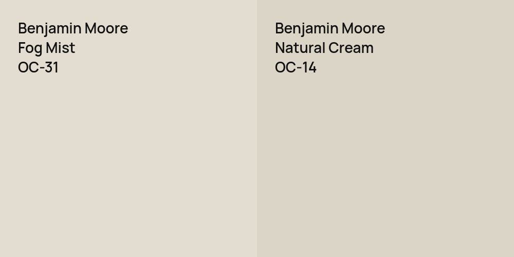 Benjamin Moore Fog Mist vs. Benjamin Moore Natural Cream