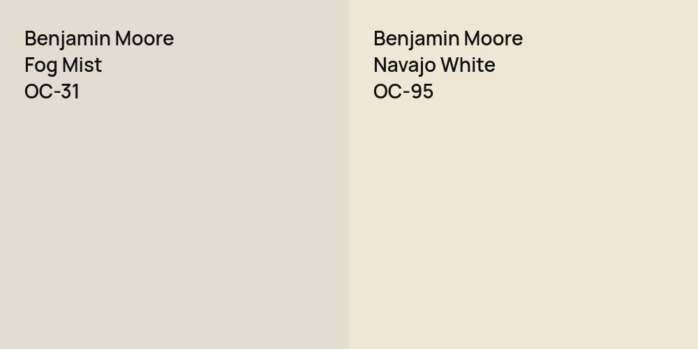 Benjamin Moore Fog Mist vs. Benjamin Moore Navajo White