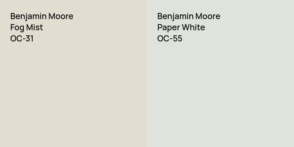 Benjamin Moore Fog Mist vs. Benjamin Moore Paper White