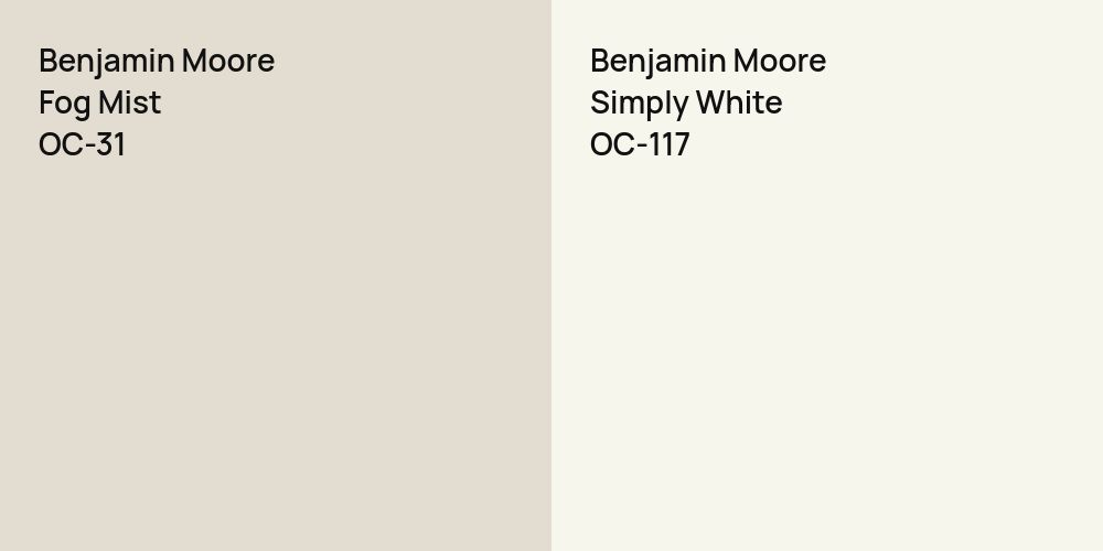 Benjamin Moore Fog Mist vs. Benjamin Moore Simply White