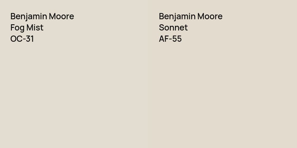 Benjamin Moore Fog Mist vs. Benjamin Moore Sonnet