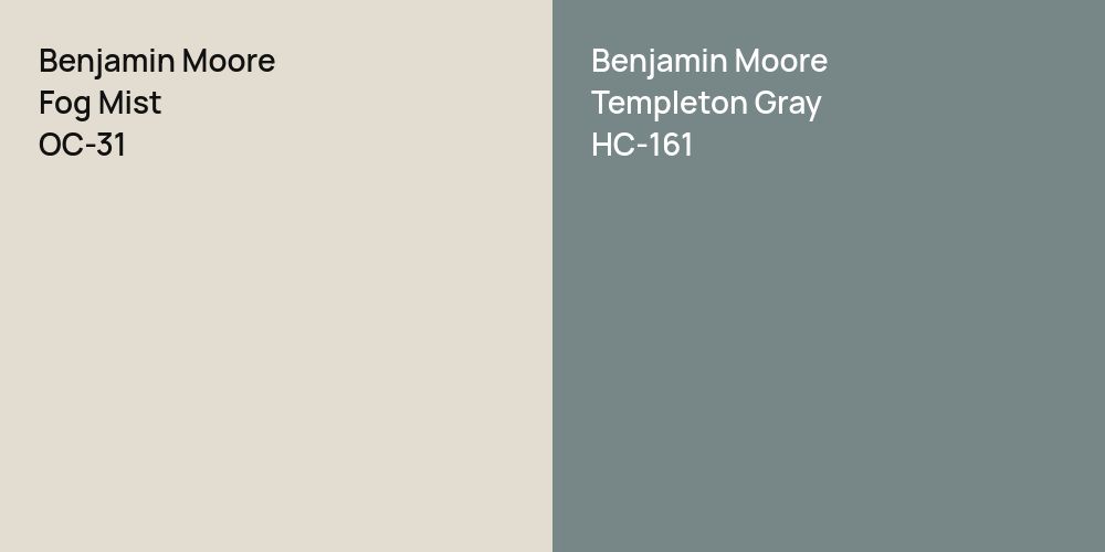 Benjamin Moore Fog Mist vs. Benjamin Moore Templeton Gray