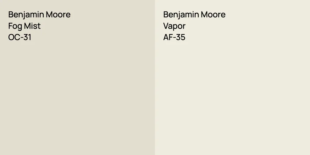 Benjamin Moore Fog Mist vs. Benjamin Moore Vapor comparison