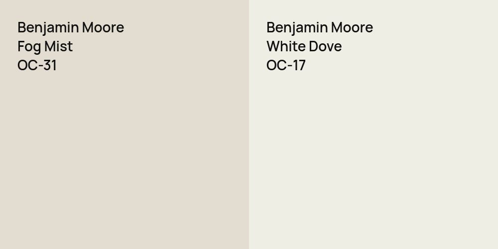 Benjamin Moore Fog Mist vs. Benjamin Moore White Dove