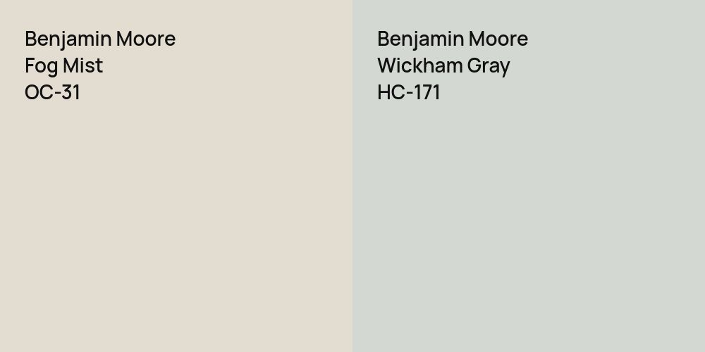 Benjamin Moore Fog Mist vs. Benjamin Moore Wickham Gray