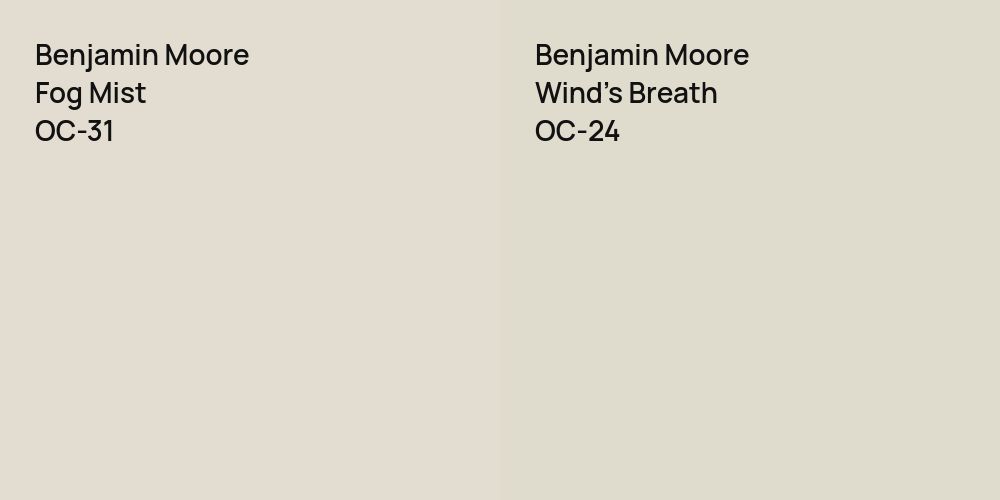 Benjamin Moore Fog Mist vs. Benjamin Moore Wind's Breath