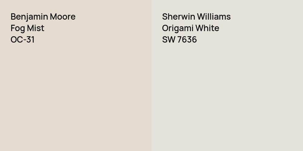 Benjamin Moore Fog Mist vs. Sherwin Williams Origami White