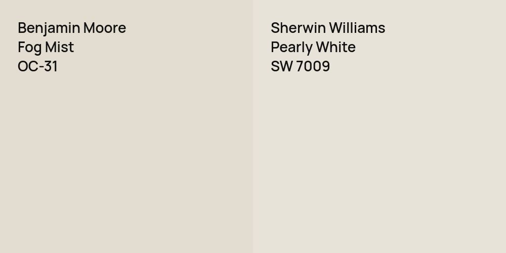 Benjamin Moore Fog Mist vs. Sherwin Williams Pearly White