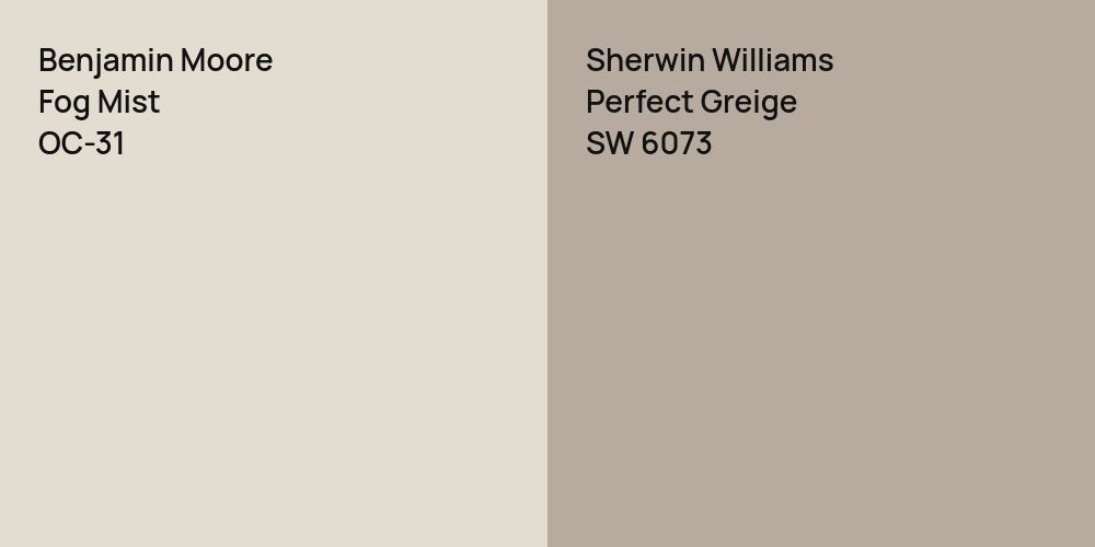 Benjamin Moore Fog Mist vs. Sherwin Williams Perfect Greige