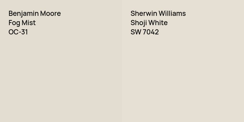 Benjamin Moore Fog Mist vs. Sherwin Williams Shoji White