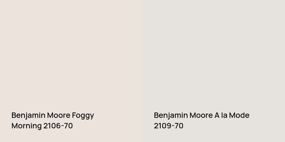 Benjamin Moore Foggy Morning vs. Benjamin Moore A la Mode