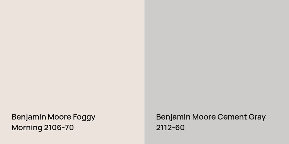 Benjamin Moore Foggy Morning vs. Benjamin Moore Cement Gray