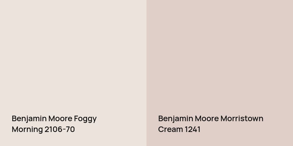 Benjamin Moore Foggy Morning vs. Benjamin Moore Morristown Cream