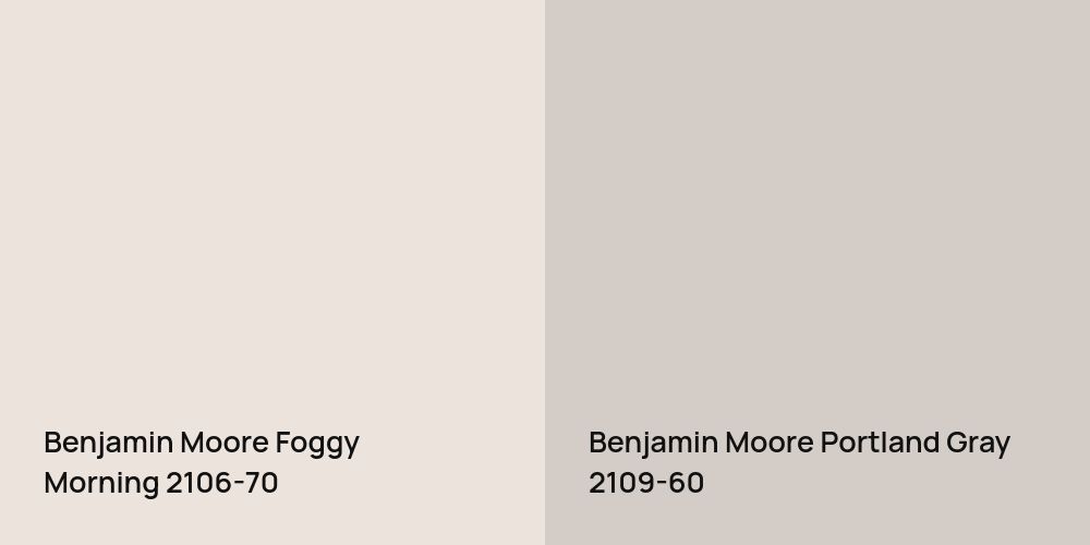 Benjamin Moore Foggy Morning vs. Benjamin Moore Portland Gray