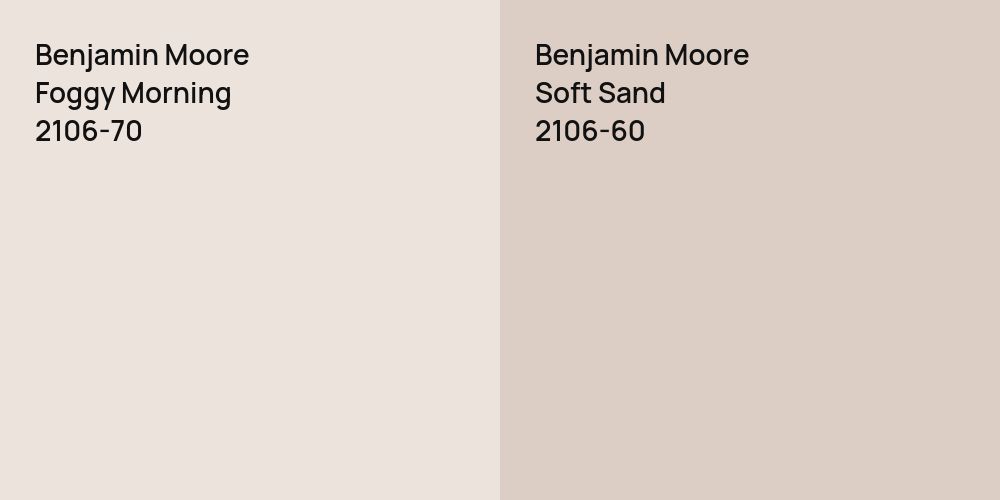 Benjamin Moore Foggy Morning vs. Benjamin Moore Soft Sand