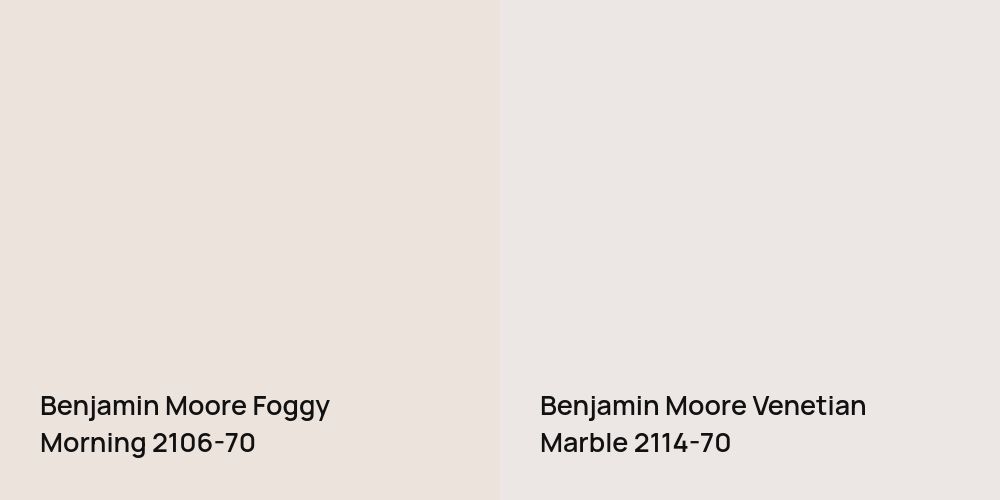 Benjamin Moore Foggy Morning vs. Benjamin Moore Venetian Marble