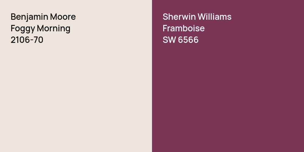 Benjamin Moore Foggy Morning vs. Sherwin Williams Framboise