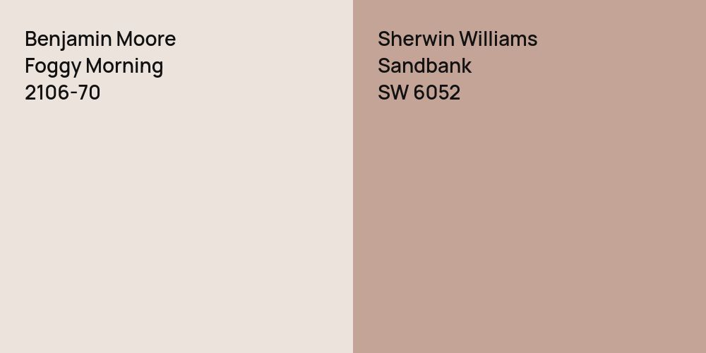 Benjamin Moore Foggy Morning vs. Sherwin Williams Sandbank