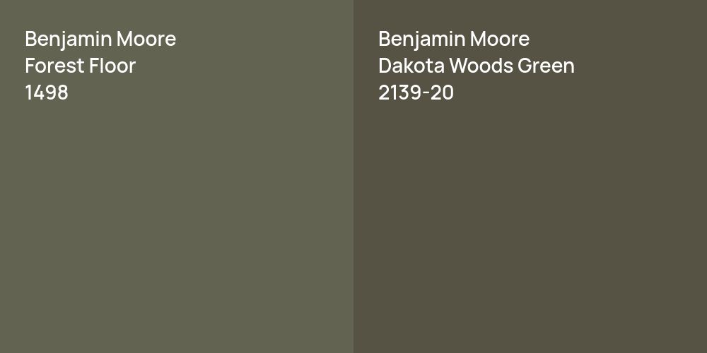 Benjamin Moore Forest Floor vs. Benjamin Moore Dakota Woods Green