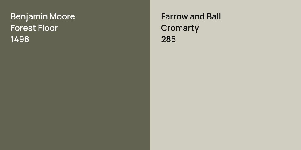 Benjamin Moore Forest Floor vs. Farrow and Ball Cromarty