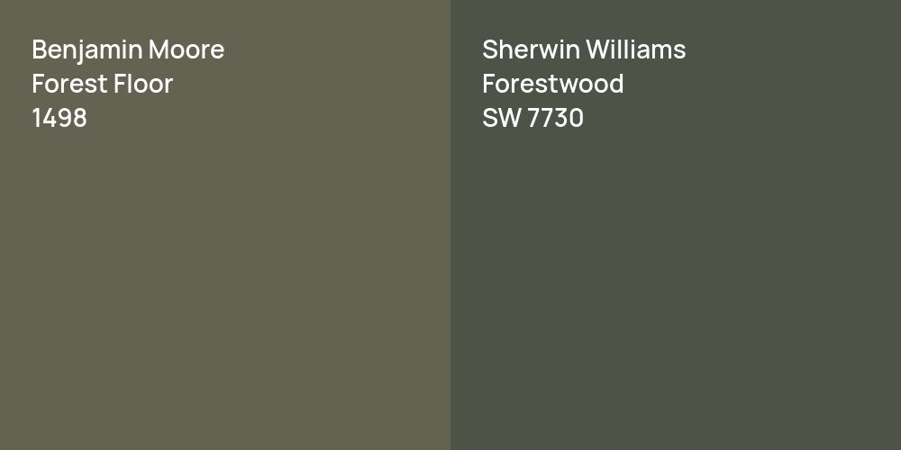 Benjamin Moore Forest Floor vs. Sherwin Williams Forestwood